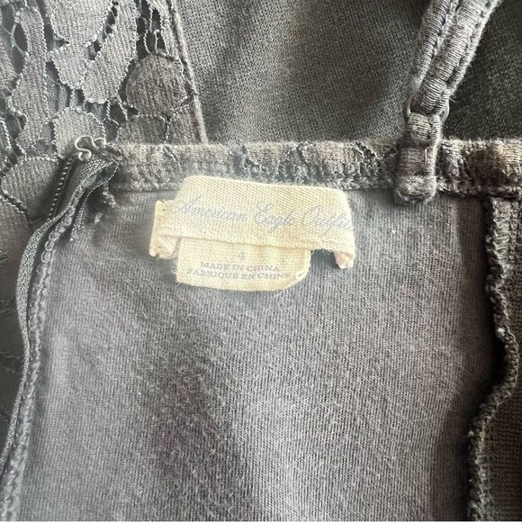 American Eagle Charcoal Grey Lace Mini Dress - Picture 8 of 9